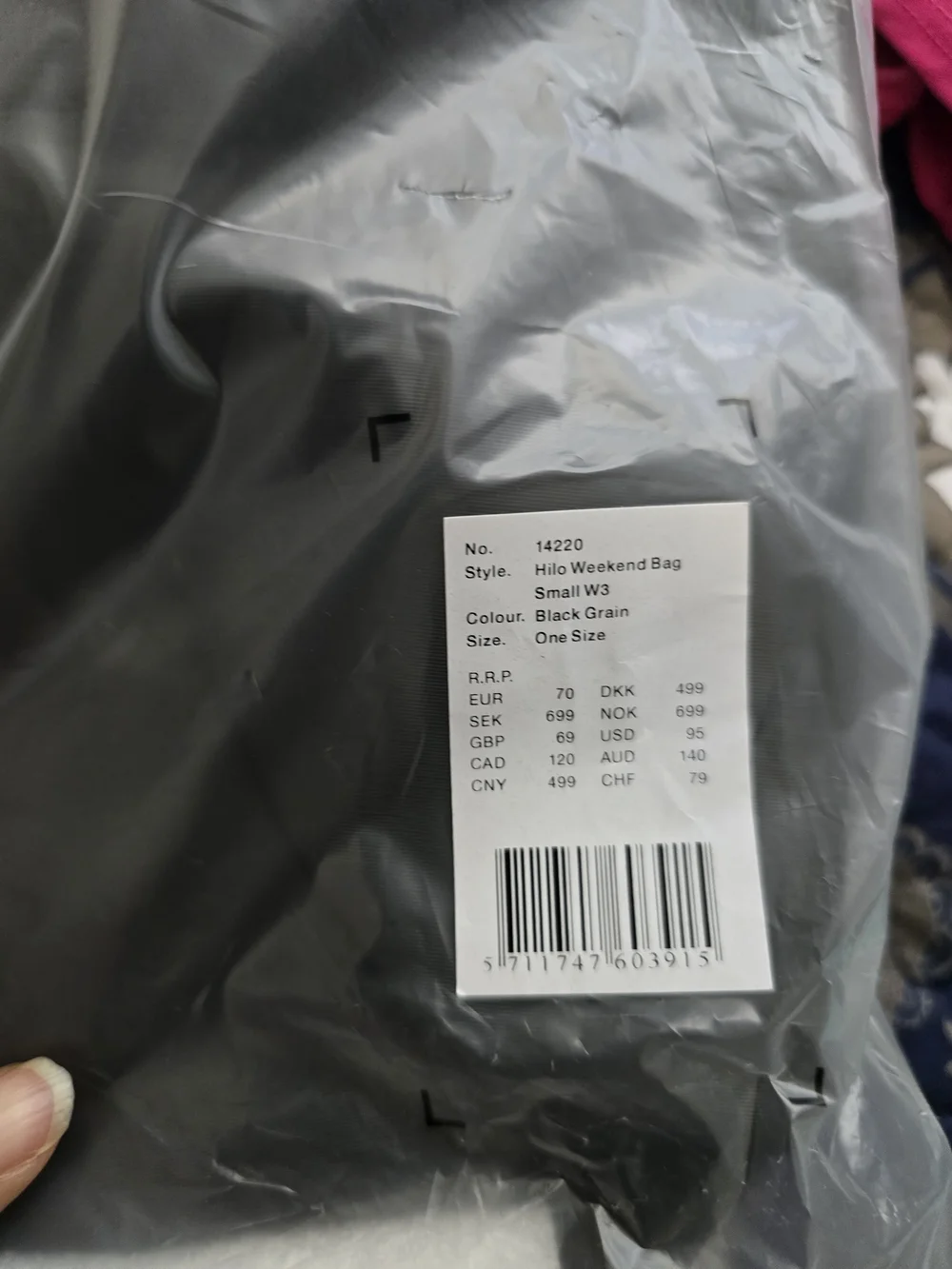 Rains Black Hilo Weekend Bag Small - NWT